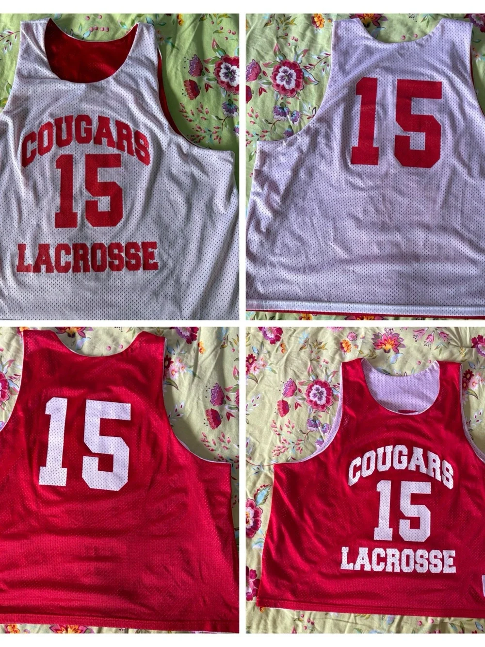 Houston Cougars x Alleson red white reversible lacrosse jersey L / XL 23x25 EUC